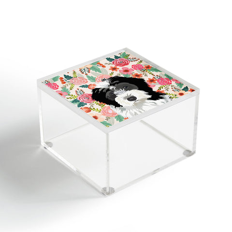 Petfriendly Bernedoodle floral pet portrait Acrylic Box