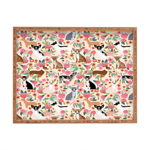 Petfriendly Chihuahua florals cute pastel Rectangular Tray
