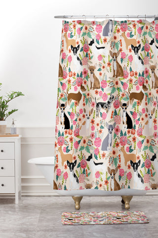 Petfriendly Chihuahua florals cute pastel Shower Curtain And Mat