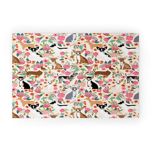Petfriendly Chihuahua florals cute pastel Welcome Mat