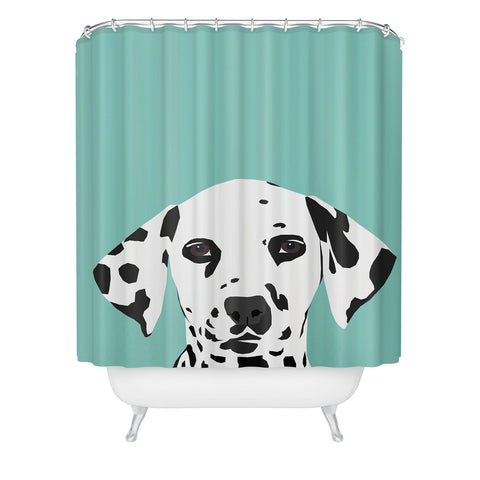 Petfriendly Dalmatian cute puppy dog black Shower Curtain