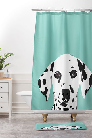 Petfriendly Dalmatian cute puppy dog black Shower Curtain And Mat