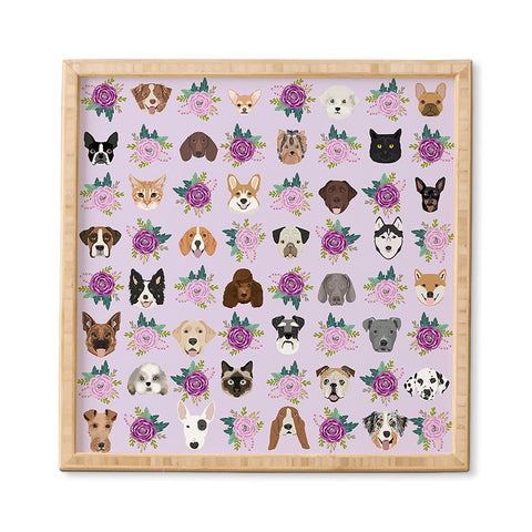 Petfriendly Dogs and cats pet friendly floral Framed Wall Art