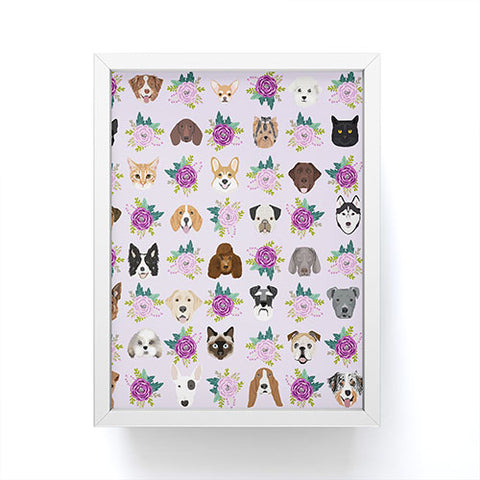 Petfriendly Dogs and cats pet friendly floral Framed Mini Art Print