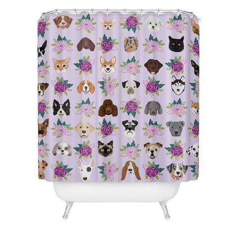 Petfriendly Dogs and cats pet friendly floral Shower Curtain