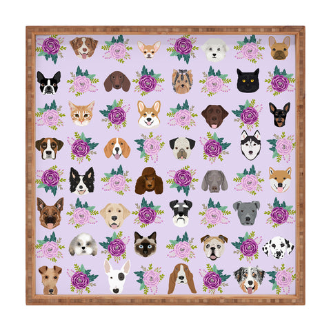 Petfriendly Dogs and cats pet friendly floral Square Tray