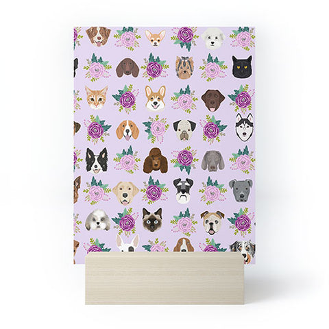 Petfriendly Dogs and cats pet friendly floral Mini Art Print