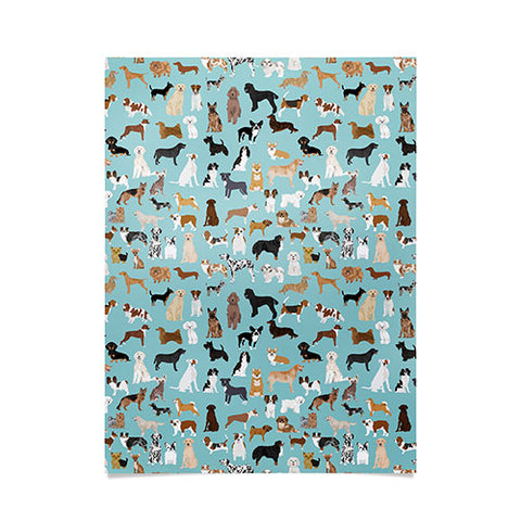 Petfriendly Dogs pattern print dog breeds Poster