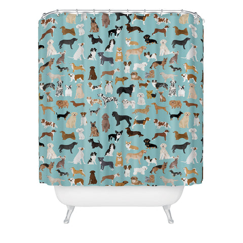 Petfriendly Dogs pattern print dog breeds Shower Curtain