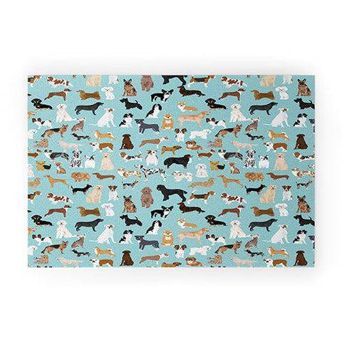 Petfriendly Dogs pattern print dog breeds Welcome Mat