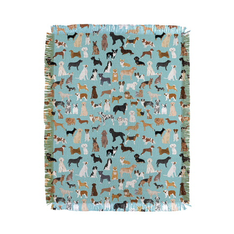 Petfriendly Dogs pattern print dog breeds Throw Blanket