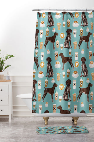 Petfriendly German Shorthaired Pointer Shower Curtain And Mat