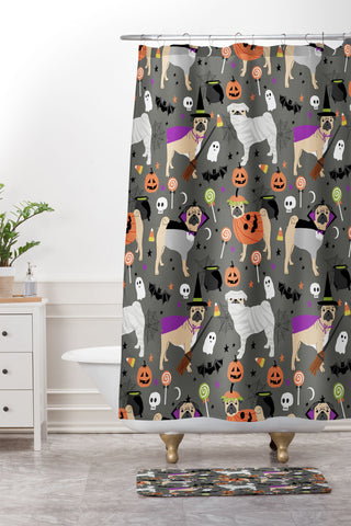 Petfriendly Pug halloween costumes mummy w Shower Curtain And Mat