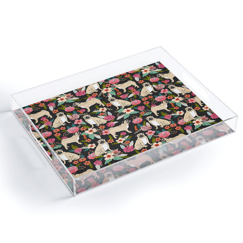 Petfriendly Pugs of spring floral pug dog Acrylic Tray