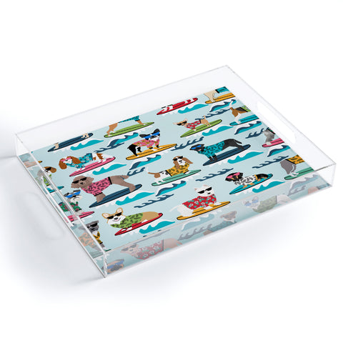 Petfriendly Surfing Dogs cute summer Acrylic Tray