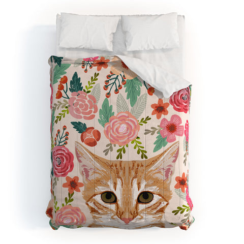 Petfriendly Tabby Cat florals Comforter