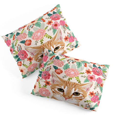 Petfriendly Tabby Cat florals Pillow Shams