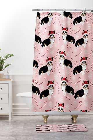 Petfriendly Tri Colored Welsh Corgi Shower Curtain And Mat