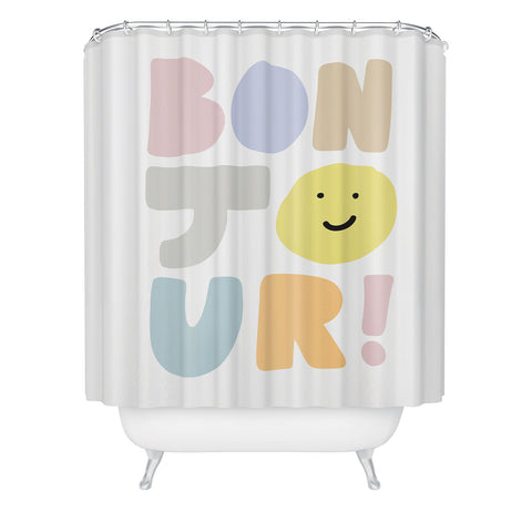 Phirst Bonjour smile Shower Curtain