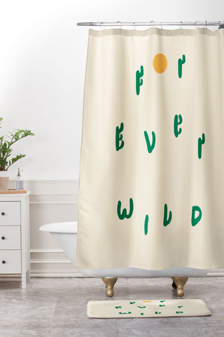 Phirst Forever Wild Cacti Shower Curtain And Mat