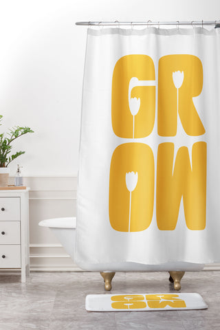 Phirst Grow Typography Shower Curtain And Mat