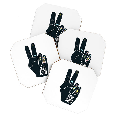 Phirst Inhale Exhale Peace Sign Coaster Set