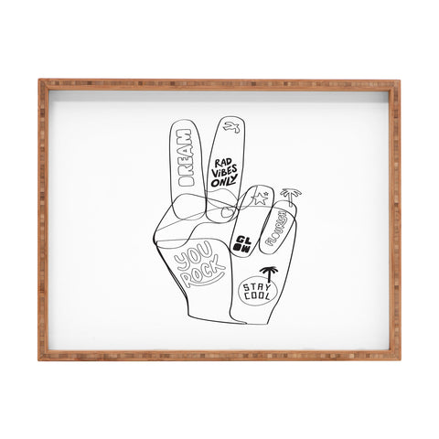 Phirst Peace Out Line Art Rectangular Tray