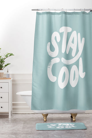 Phirst Stay Cool Pale Blue Shower Curtain And Mat