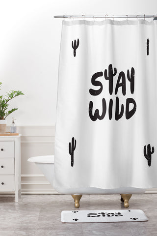 Phirst Stay Wild Cacti Shower Curtain And Mat