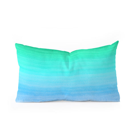 PI Photography and Designs Aqua Gradient Watercolor Oblong Throw Pillow