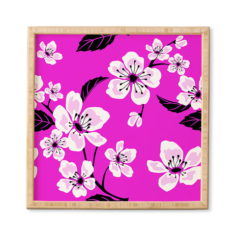 PI Photography and Designs Fuschia Sakura Flowers Framed Wall Art