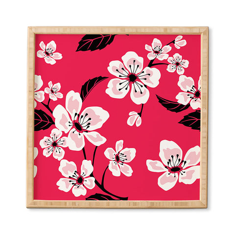 PI Photography and Designs Pink Sakura Cherry Blooms Framed Wall Art