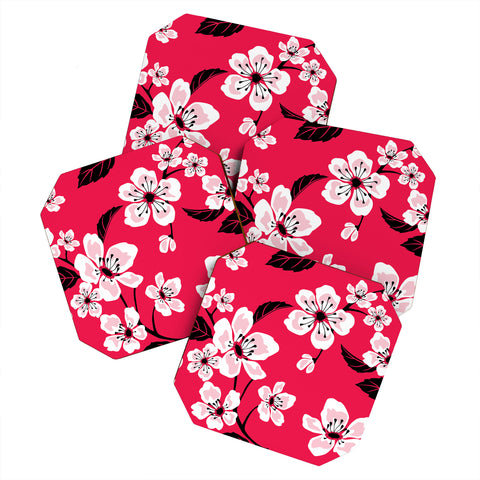 PI Photography and Designs Pink Sakura Cherry Blooms Coaster Set
