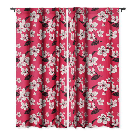 PI Photography and Designs Pink Sakura Cherry Blooms Blackout Window Curtain
