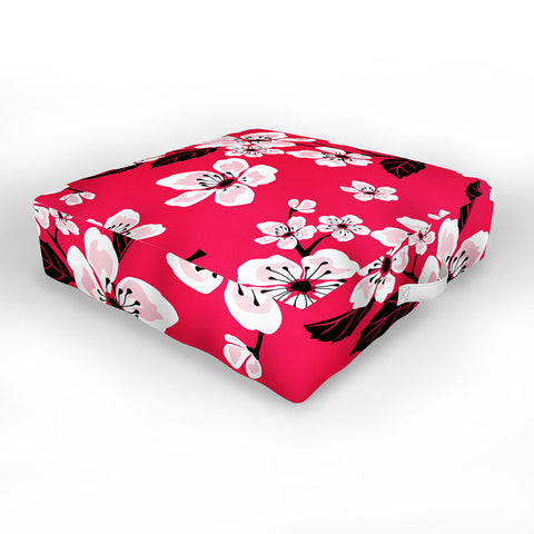 PI Photography and Designs Pink Sakura Cherry Blooms Outdoor Floor Cushion