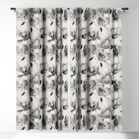 PI Photography and Designs Poppy Floral Pattern Blackout Window Curtain