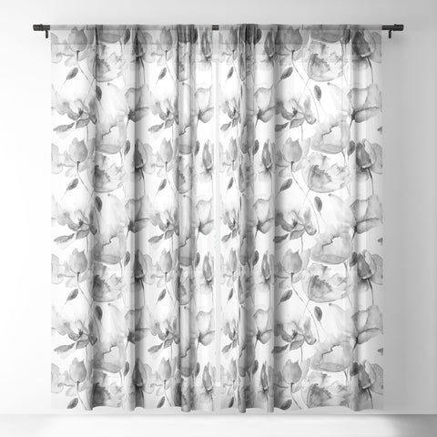 PI Photography and Designs Poppy Floral Pattern Sheer Window Curtain
