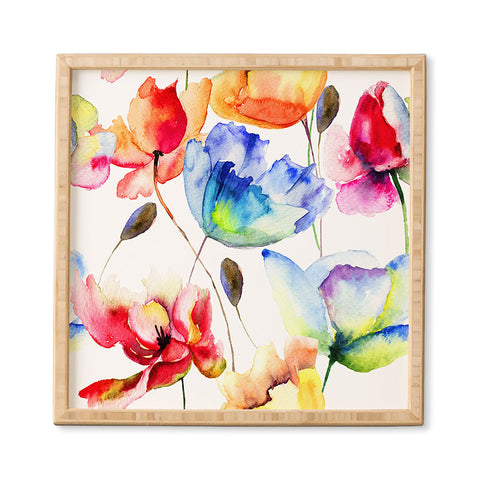 PI Photography and Designs Poppy Tulip Watercolor Pattern Framed Wall Art