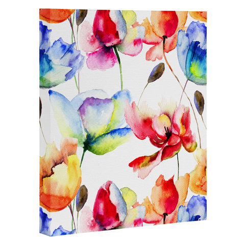 PI Photography and Designs Poppy Tulip Watercolor Pattern Art Canvas
