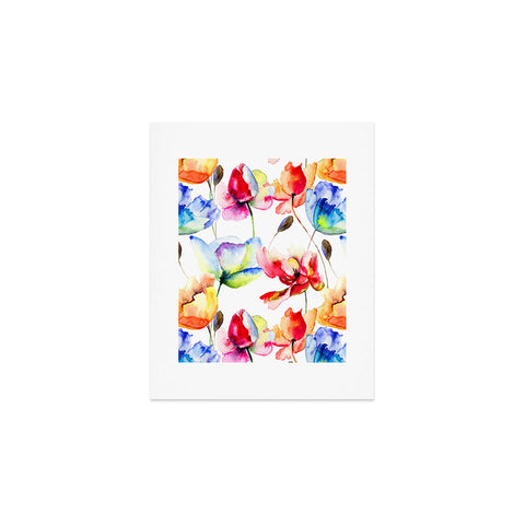 PI Photography and Designs Poppy Tulip Watercolor Pattern Art Print