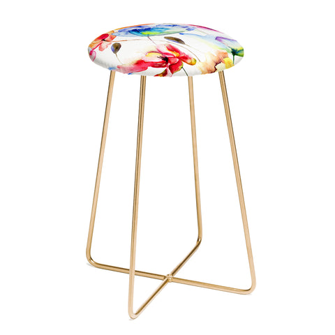 PI Photography and Designs Poppy Tulip Watercolor Pattern Counter Stool