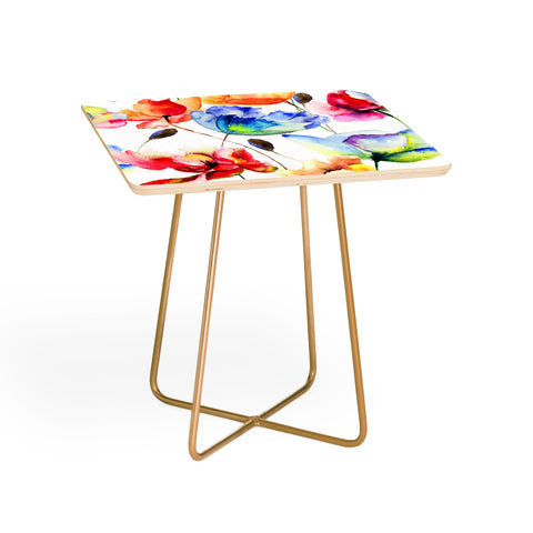 PI Photography and Designs Poppy Tulip Watercolor Pattern Side Table