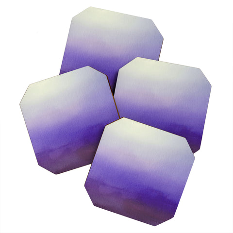 PI Photography and Designs Purple White Watercolor Blend Coaster Set