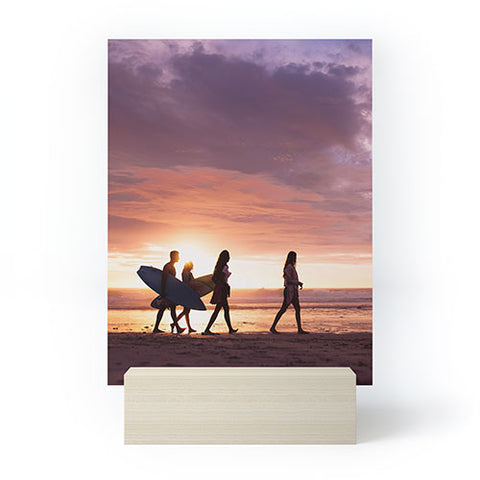 PI Photography and Designs Surfers Sunset Photo Mini Art Print