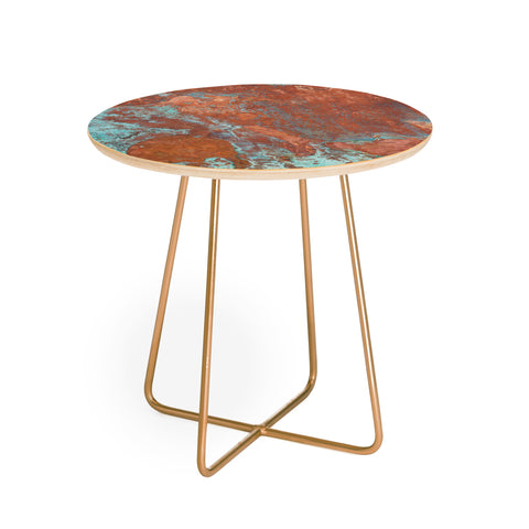 PI Photography and Designs Tarnished Metal Copper Texture Round Side Table