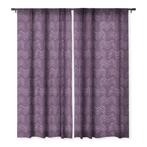 PI Photography and Designs Tribal Chevron Purple Sheer Window Curtain