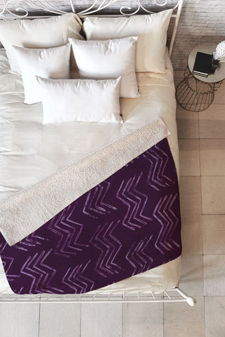 PI Photography and Designs Tribal Chevron Purple Fleece Throw Blanket