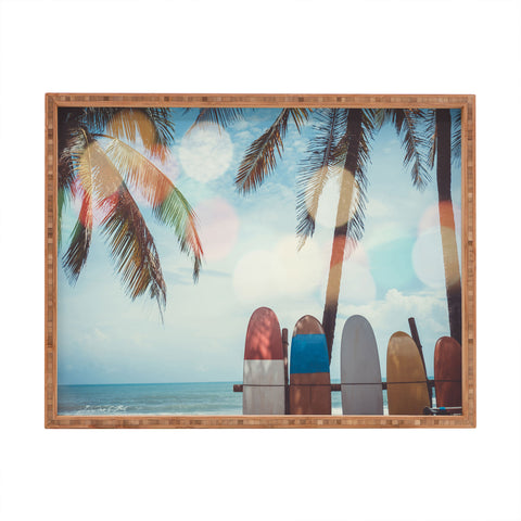 PI Photography and Designs Tropical Surfboard Scene Rectangular Tray