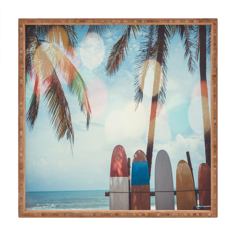 PI Photography and Designs Tropical Surfboard Scene Square Tray