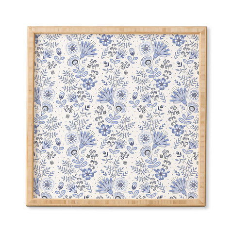 Pimlada Phuapradit Blue and white floral 1 Framed Wall Art